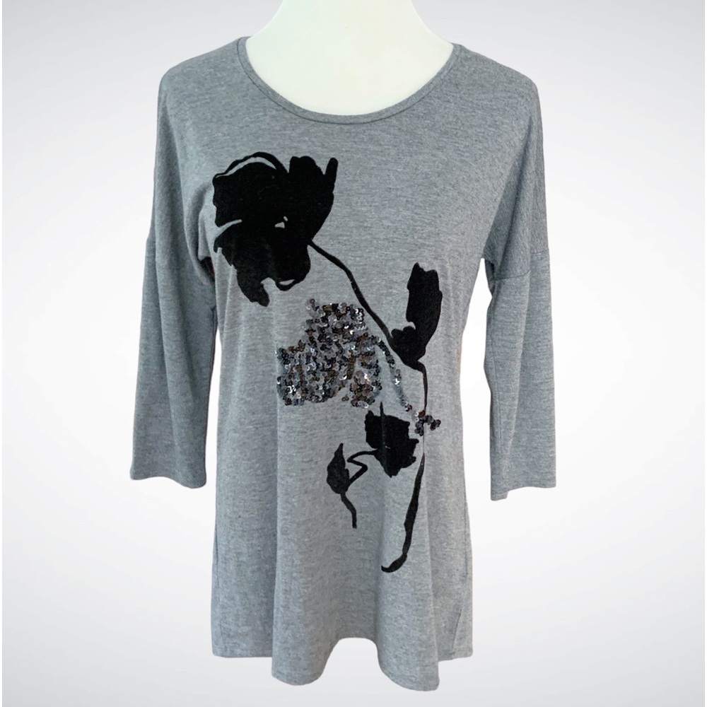 Apt 9 Velvet and Sequin Floral Tunic T-Shirt